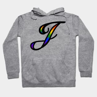 Rainbow Cursive Letter J Hoodie